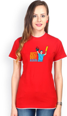 

Campus Sutra Solid Women's Round Neck Red T-Shirt