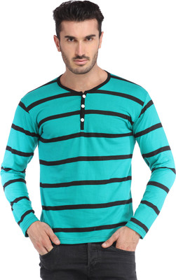 

Leana Solid Men's Henley Green, Black T-Shirt, Black;green