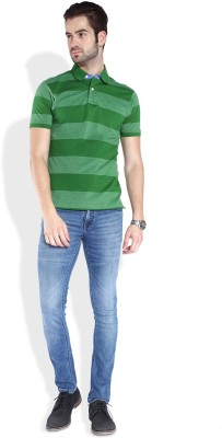 

Parx Striped Men's Polo Neck Green T-Shirt