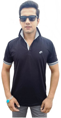 

Brandonn Solid Men's Polo Neck Black T-Shirt