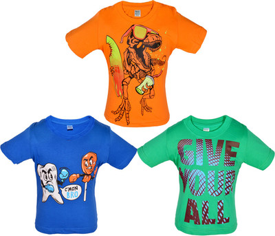 

Gkidz Boys Graphic Print T Shirt(Multicolor, Pack of 3, Green