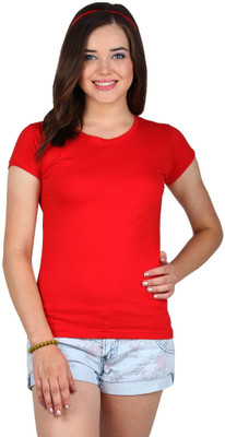

SayItLoud Solid Women's Round Neck Red T-Shirt