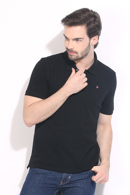 

American Swan Solid Men's Polo Neck Black T-Shirt