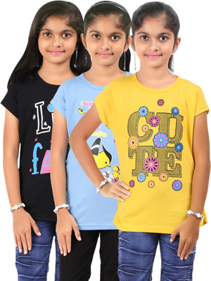 Bes-Tex Girls Printed T Shirt(Multicolor) Bes-Tex Girls Printed T Shirt(Multicolor)