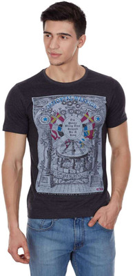 

Cloak & Decker Printed Men's Round Neck Grey T-Shirt, Dark grey