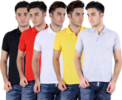 

Sanvi Traders Solid Men Polo Neck Multicolor T-Shirt(Pack of 5