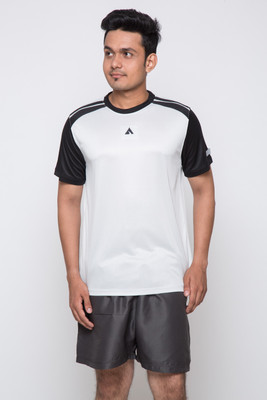 

Acetone Solid Men' Round Neck Silver, Black T-Shirt, Black;silver