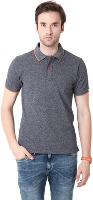 

Mudo Solid Men's Mandarin Collar Grey T-Shirt, Gray