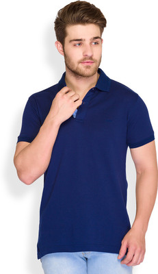 

ColorPlus Solid Men' Polo Neck Blue T-Shirt