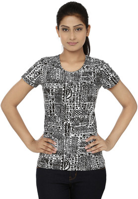 

Reevolution Printed Women' Round Neck Black, White T-Shirt