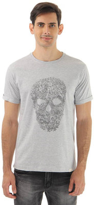 

London Fog Graphic Print Men' Round Neck Grey T-Shirt, Light grey