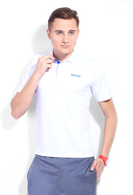 

REEBOK Solid Men's Polo Neck White T-Shirt