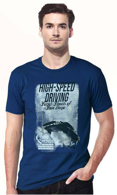 

Gallop Printed Men's Round Neck Dark Blue T-Shirt, Royal blue