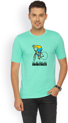 

Campus Sutra Printed Men Round Neck Green T-Shirt, Sea green
