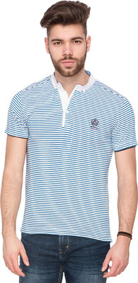 

Mufti Striped Men's Henley Blue T-Shirt