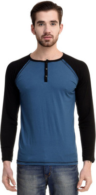

Mi Moda Solid Men's Round Neck Light Blue, Black T-Shirt, Peacock blue