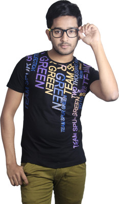 

Spur Printed Men's Round Neck Black T-Shirt