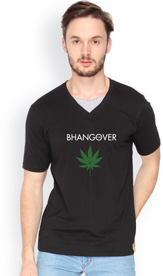 

Campus Sutra Solid Men V-neck Black T-Shirt