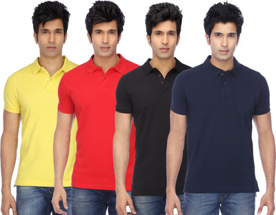 Concepts Solid Men Polo Neck Multicolor T-Shirt