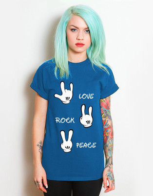 

Monzter Popcornz Graphic Print Women's Round Neck Blue T-Shirt, Royal blue