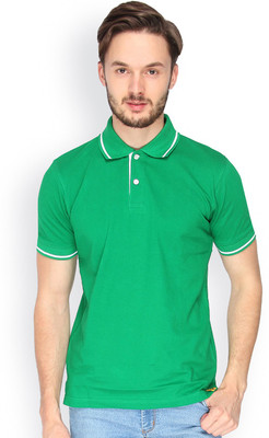 

Campus Sutra Solid Men Polo Neck Green T-Shirt