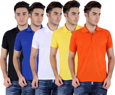 

Sanvi Traders Solid Men Polo Neck Multicolor T-Shirt(Pack of 5
