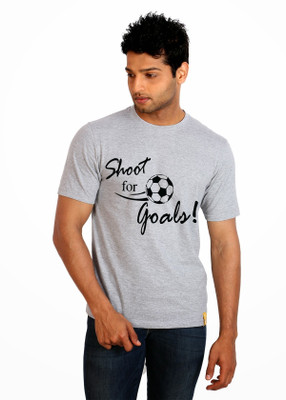 

Campus Sutra Printed Men Round Neck Grey T-Shirt