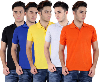 

Sanvi Traders Solid Men Polo Neck Multicolor T-Shirt(Pack of 5