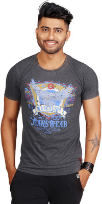 

Masculino Latino Printed Men's Round Neck Grey T-Shirt