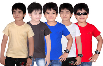 

FabTag - Dongli Boys Solid T Shirt(Multicolor, Pack of 5