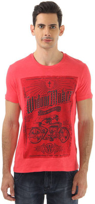 Monte Carlo Graphic Print Men's Round Neck Red T-Shirt