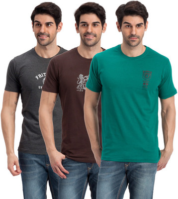 

Fritzberg Printed Men' Round Neck Multicolor T-Shirt(Pack of 3