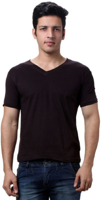 

Lime Solid Men's V-neck Black T-Shirt