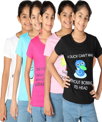17% OFF on Gkidz Girls Printed T Shirt(Multicolor)