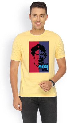 

Campus Sutra Printed Men Round Neck Yellow T-Shirt