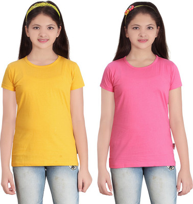 

FabTag - Sini Mini Girls Solid T Shirt(Multicolor
