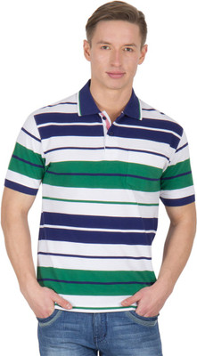 

Wilkins & Tuscany Striped Men' Polo Neck Blue T-Shirt, Mid blue green