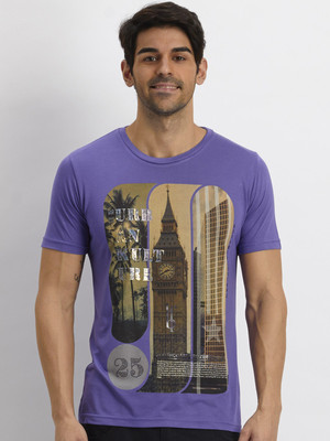 

Fritzberg Printed Men's Round Neck Purple T-Shirt