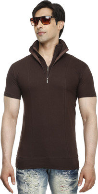 

Tees Collection Solid Men Polo Neck Brown T-Shirt