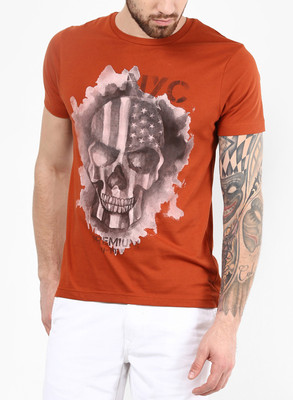 

Jack & Jones Graphic Print Men's Round Neck Orange T-Shirt, Picante
