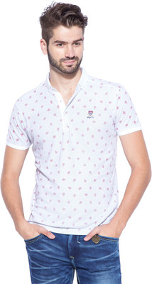 

Mufti Floral Print Men's Polo Neck White T-Shirt