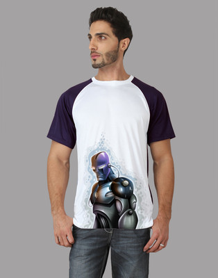 

Trionic Printed Men's Round Neck Purple T-Shirt, Deep purple