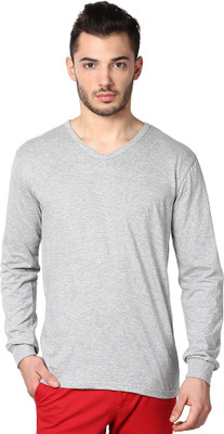 

Inkovy Solid Men's V-neck Grey T-Shirt