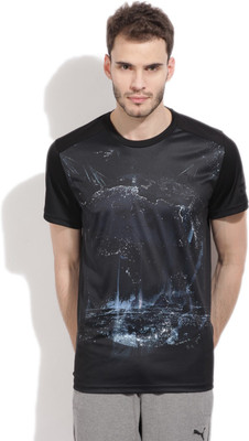 

ADIDAS Printed Men's Round Neck Black T-Shirt