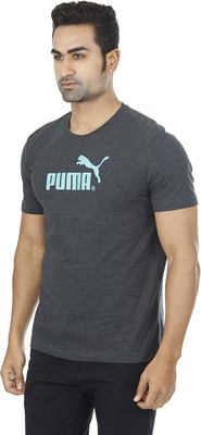 

Puma Printed Men' Round Neck Grey T-Shirt, Dark gray heather