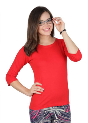 

SayItLoud Solid Women's Round Neck Red T-Shirt