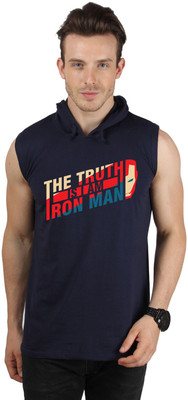 

SayItLoud Printed Men' Hooded Blue T-Shirt
