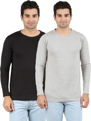 

Ap'pulse Solid Men's Round Neck Black, Grey T-Shirt(Pack of 2, _black_gmel