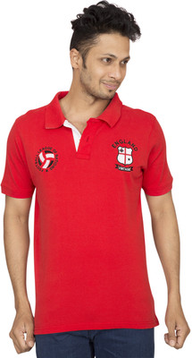 

Red Line Solid Men' Polo Neck Red T-Shirt, Firey red