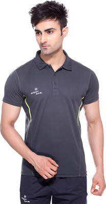 

Sport Sun Solid Men's Polo Neck Grey T-Shirt